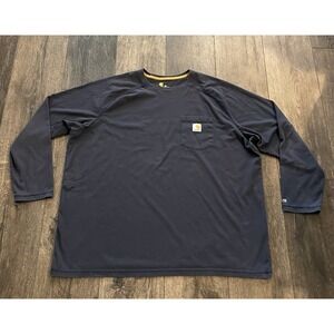 Carhartt Shirt Mens 2XL Blue Long Sleeve Tee Heavyweight Workwear Relaxed Fit